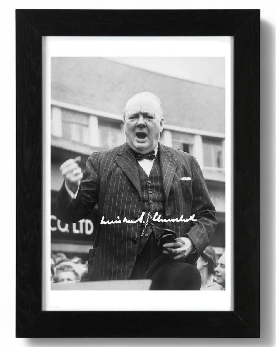Winston Churchill Signed Autograph PHOTO Pre Print 6x4/A4/ Framed, изображение 3