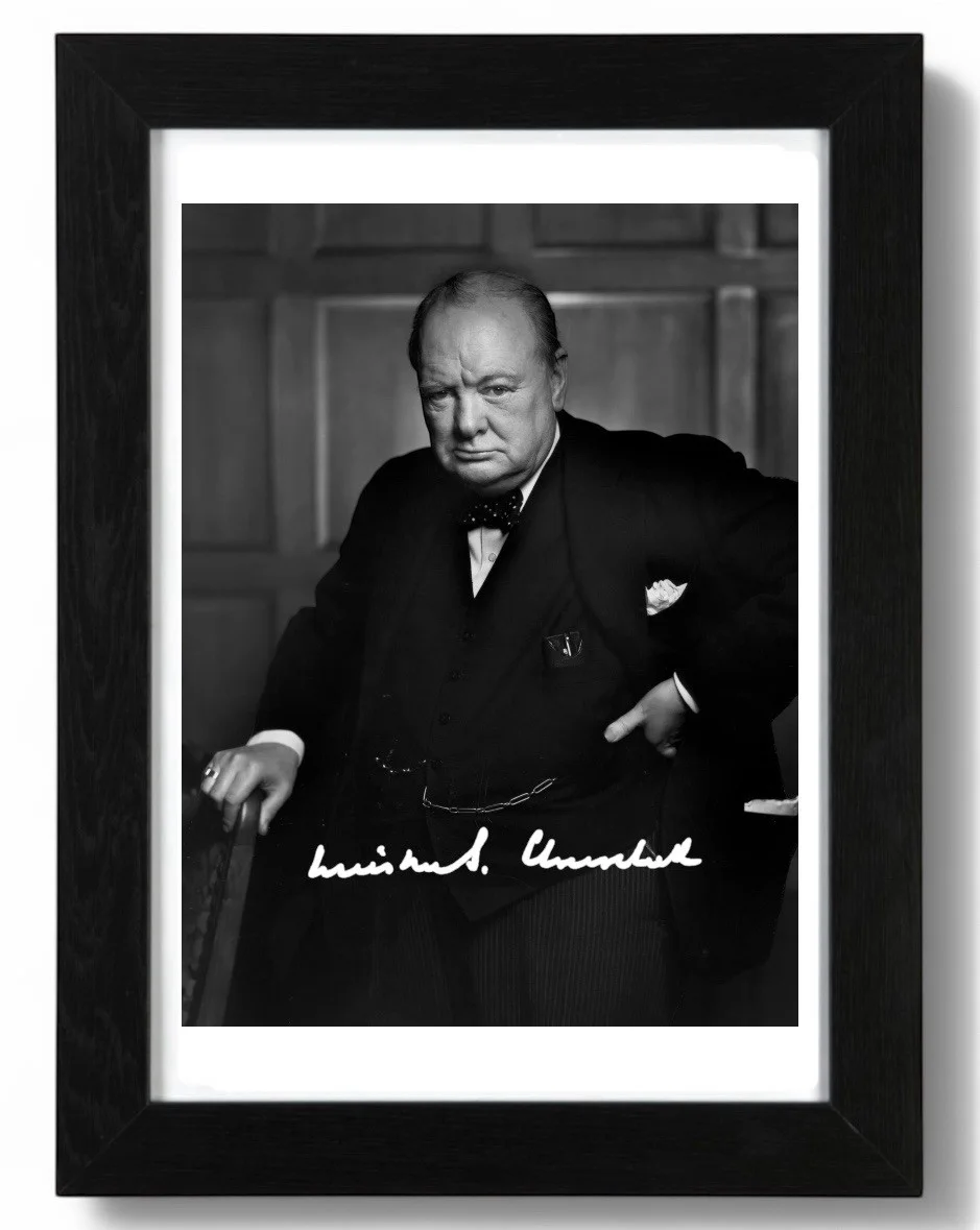 Winston Churchill Signed Autograph PHOTO Pre Print 6x4/A4/ Framed, изображение 2