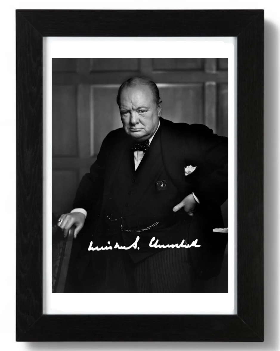 Winston Churchill Signed Autograph PHOTO Pre Print 6x4/A4/ Framed, изображение 3