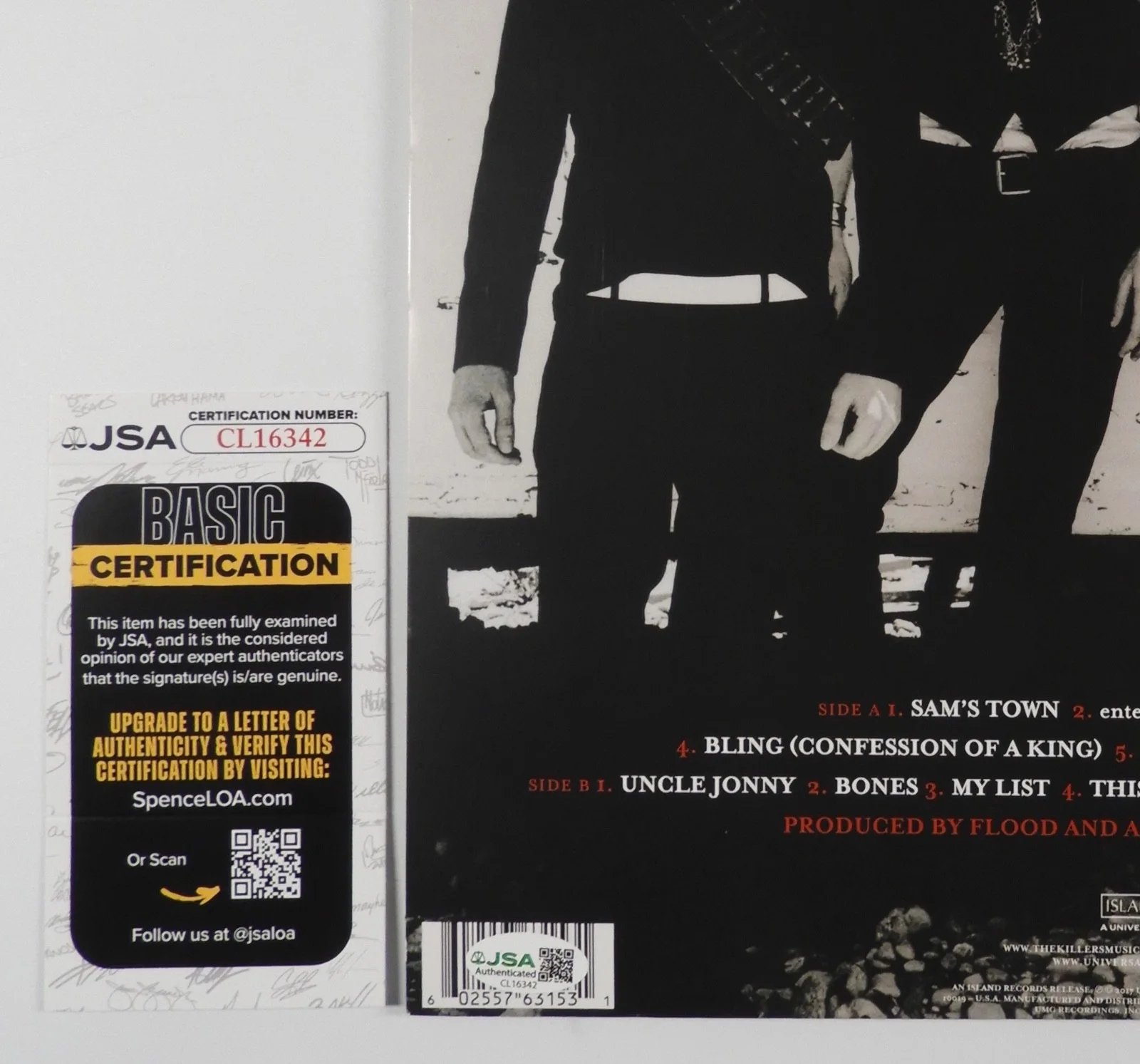 The Killers Brandon Flowers JSA Signed Autograph Record Album Vinyl Sam's Town, image 3