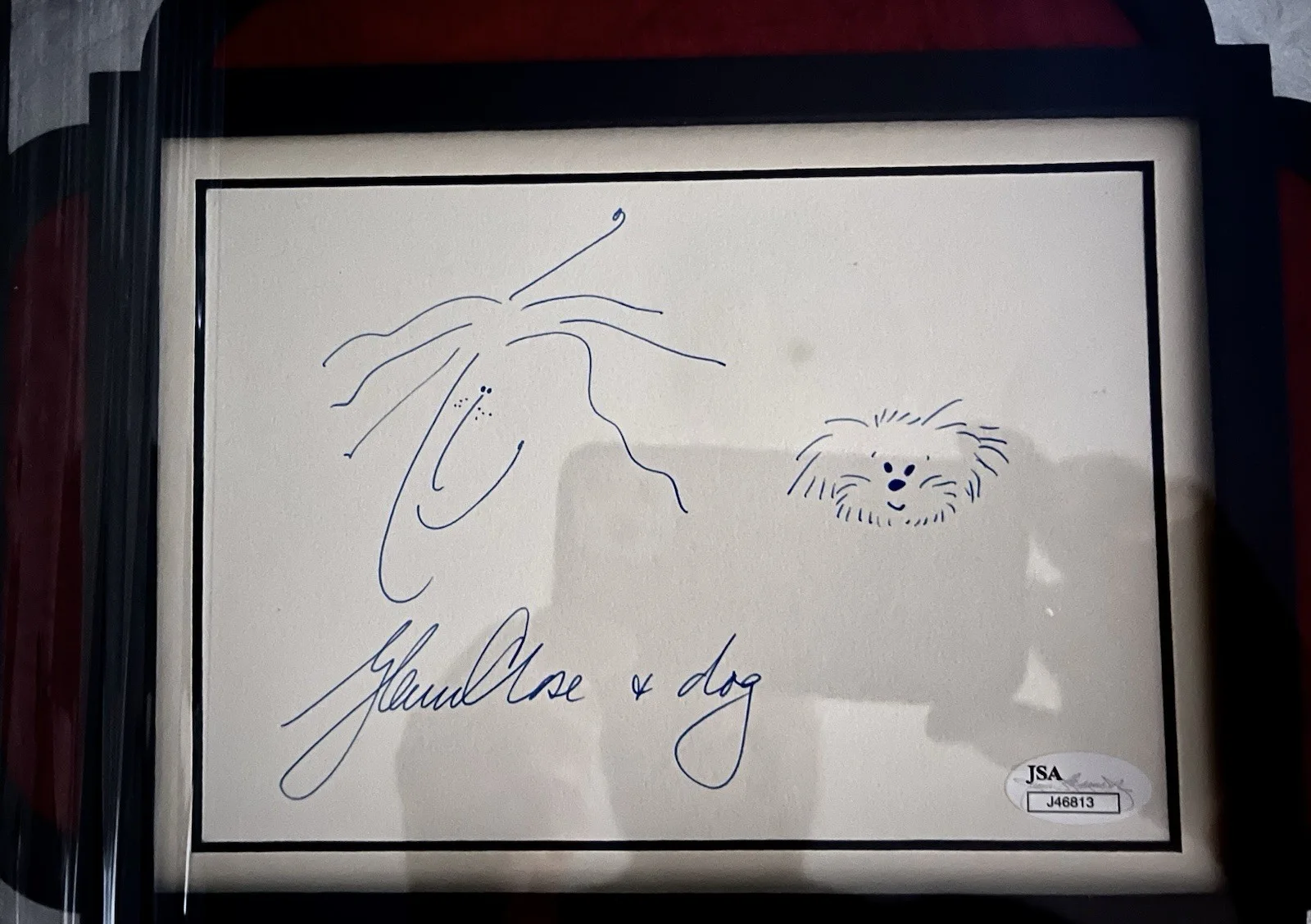 Glenn Close — Glenn Close Signed Framed Cut 101 Dalmatians JSA Collage with Drawing Rare, image 2