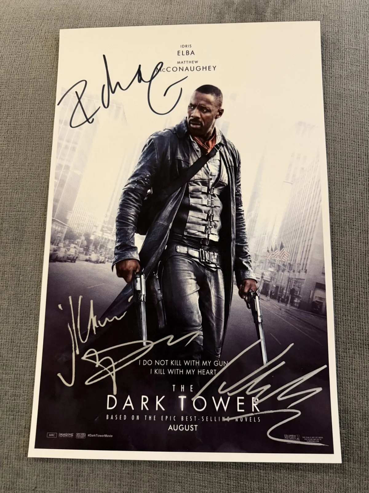 Matthew McConaughey, Idris Elba, Nikolaj Arcel — Dark Tower Movie Poster 11x17 Signed by Idris Elba, McConaughey & Arcel w/COA