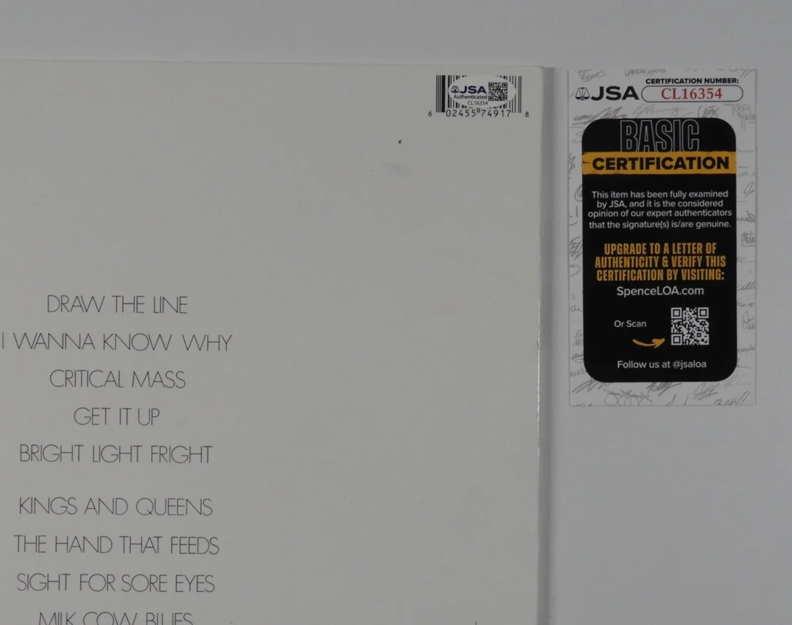 Steven Tyler Aerosmith JSA Signed Autograph Album Record Vinyl Draw the Line, image 3