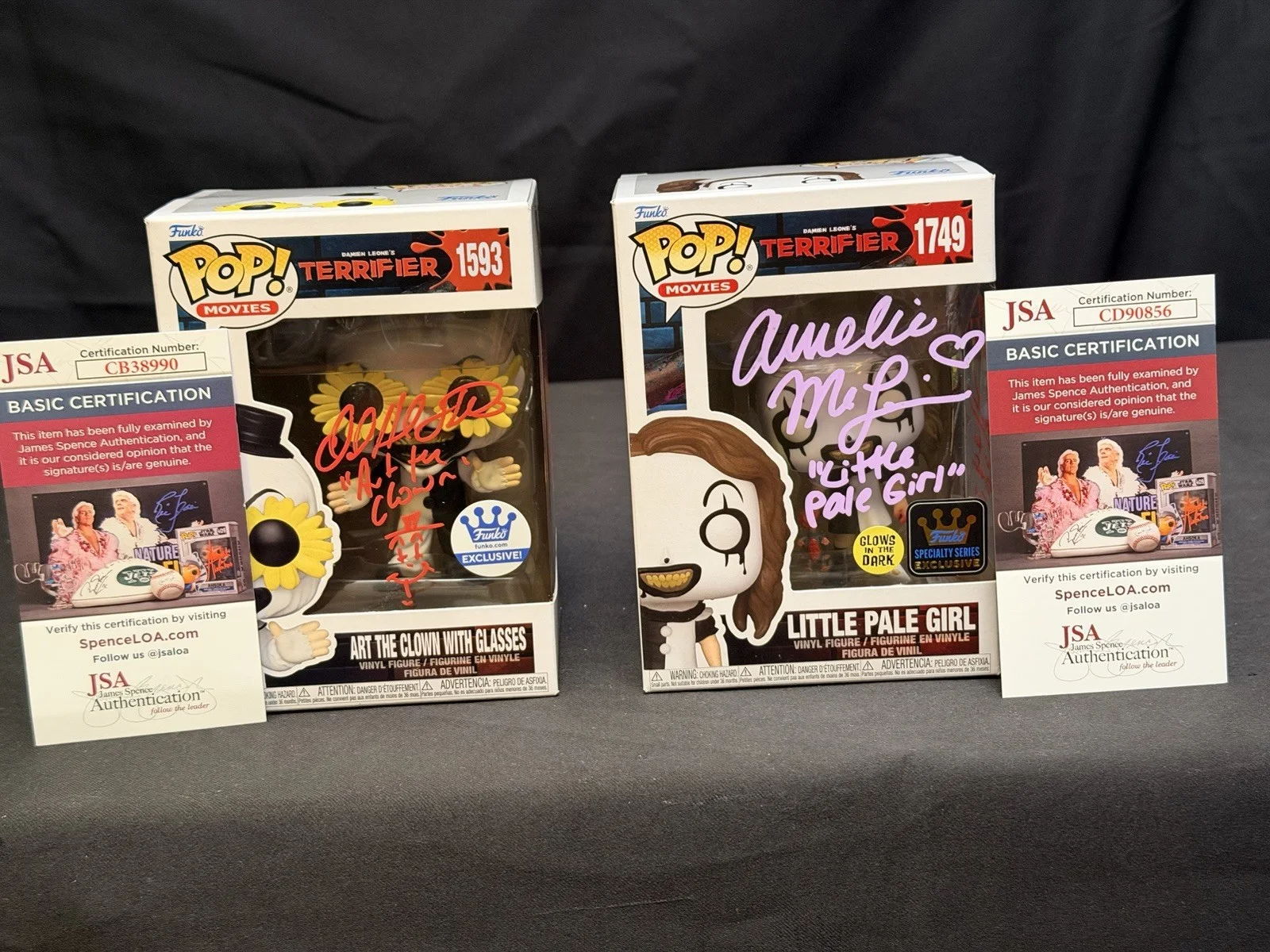 David Thornton, Howard Amelie Damian Leone — David Howard Thornton Art the Clown 2 Pop Set, Signed Amelie McLain Damien JSA