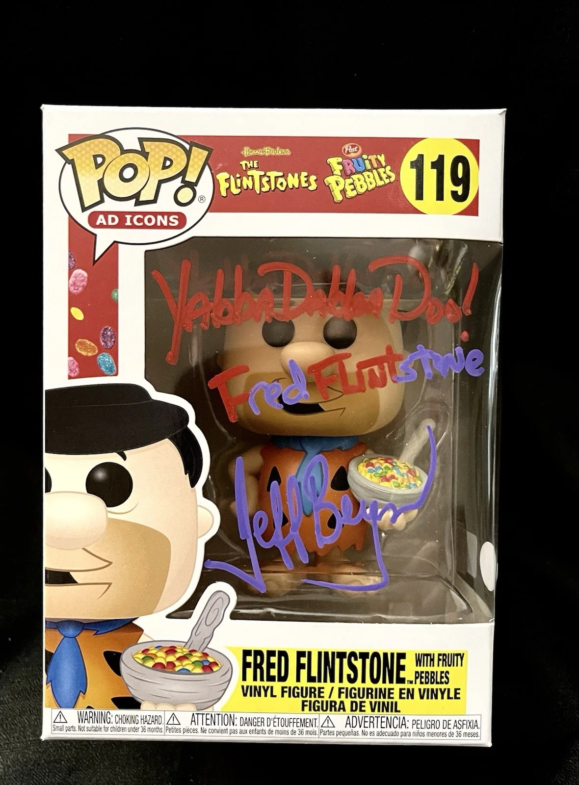 Jeff Bergman — Jeff Bergman Signed 2 Funko Pop SET #119 Fred Flintstone And Barney Rubble #120