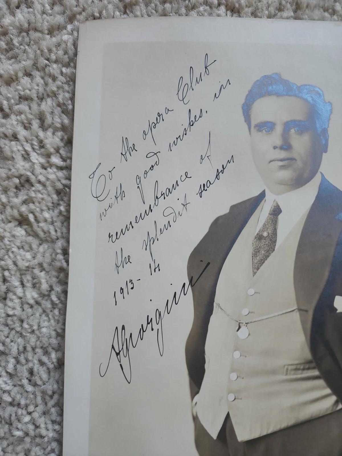 Autograph Aristodemo Giorgini Italian Opera Singer 1914, image 2