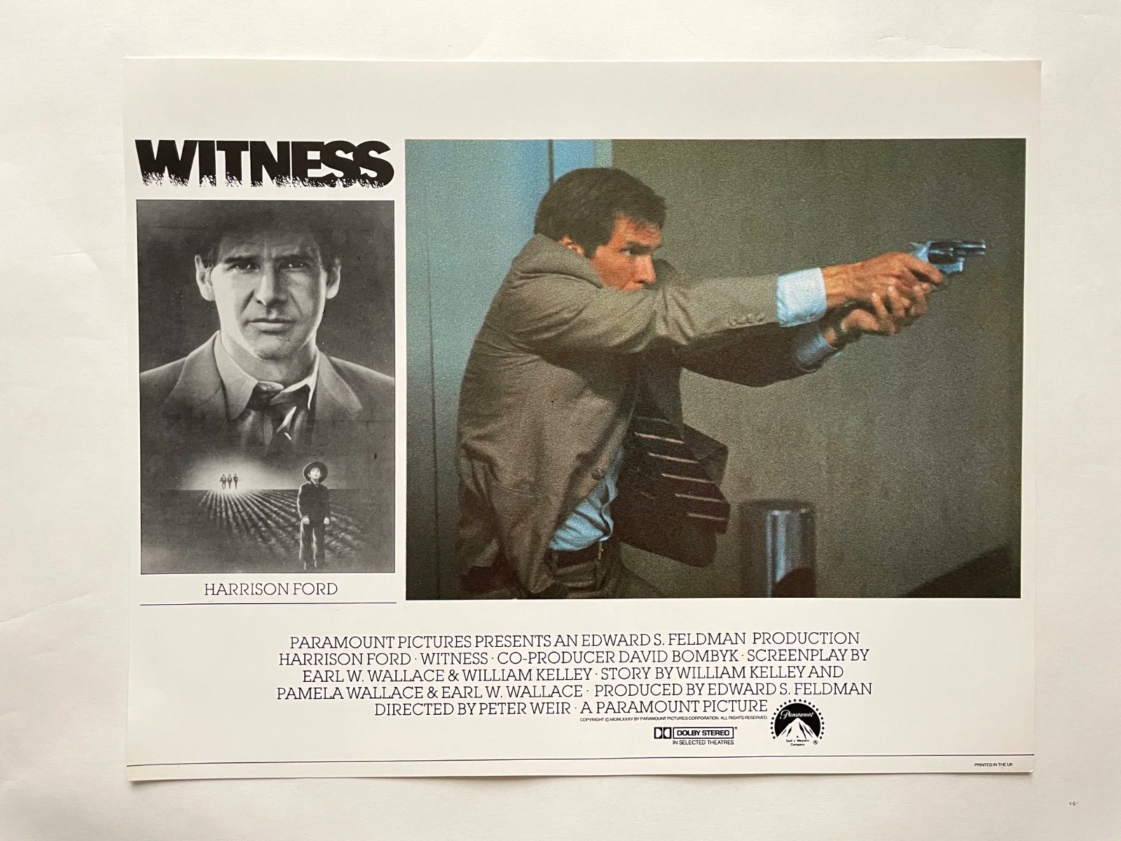 WITNESS (1985) Original Colour UK Lobby Card Stills Harrison Ford Kelly McGillis, изображение 2