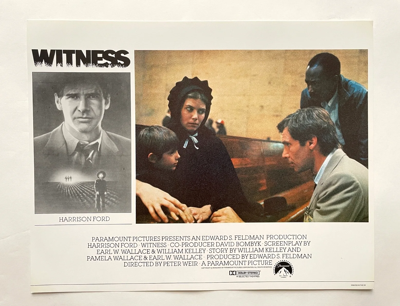 WITNESS (1985) Original Colour UK Lobby Card Stills Harrison Ford Kelly McGillis, изображение 3