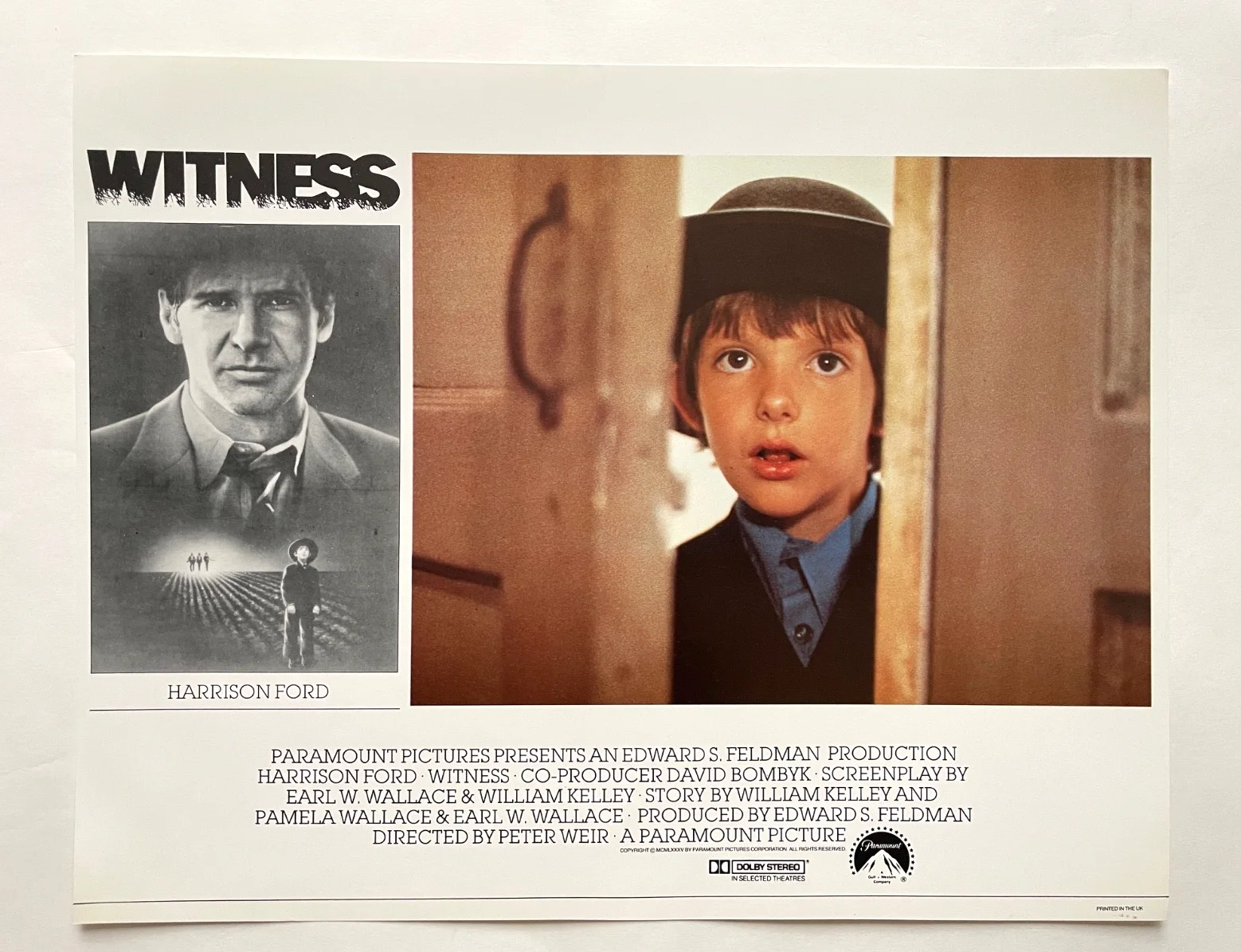 WITNESS (1985) Original Colour UK Lobby Card Stills Harrison Ford Kelly McGillis, изображение 4