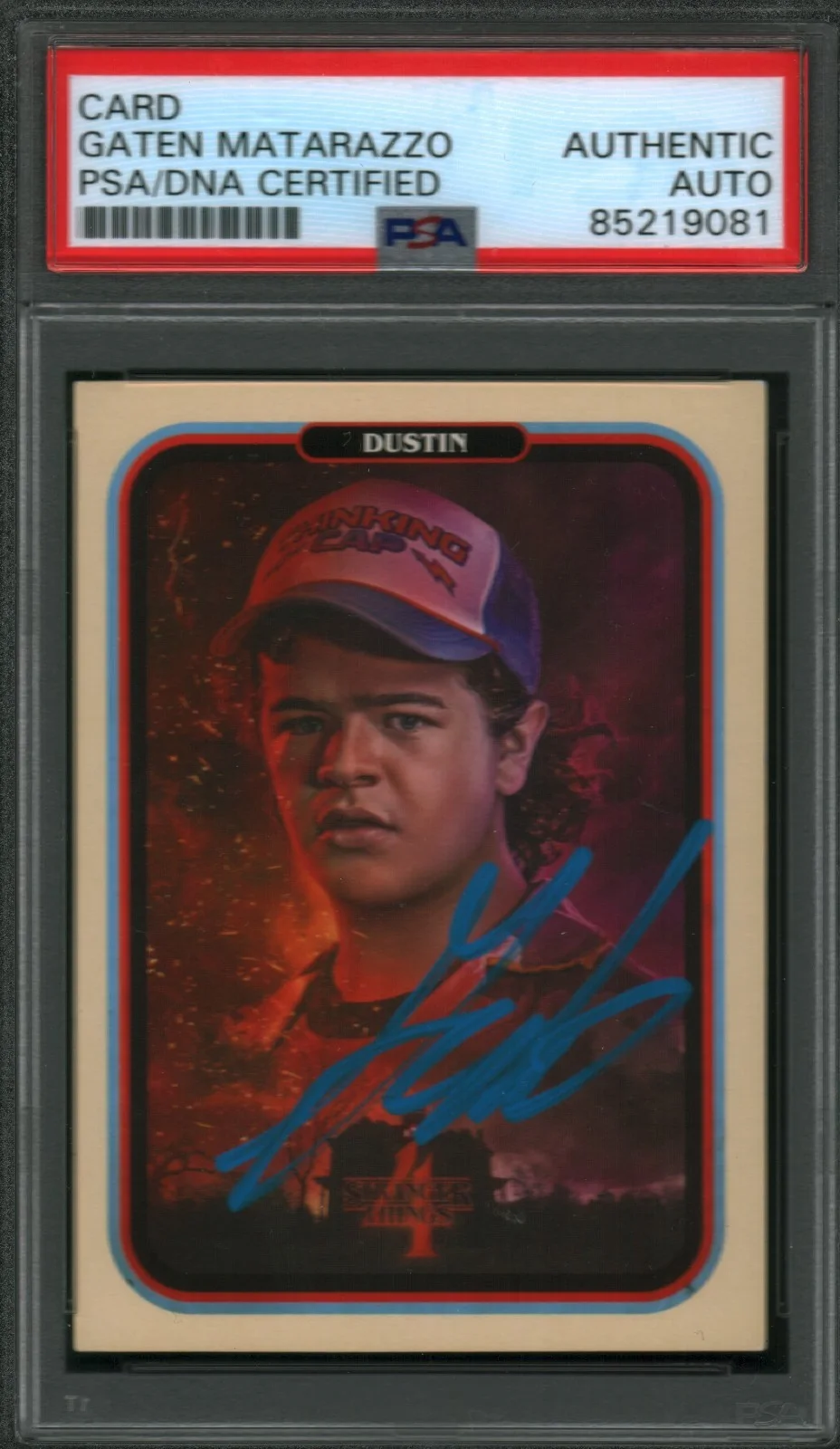 Gaten Matarazzo — GATEN MATARAZZO SIGNED DUSTIN STRANGER THINGS TRADING CARD PSA ZEROCOOL SEASON 4