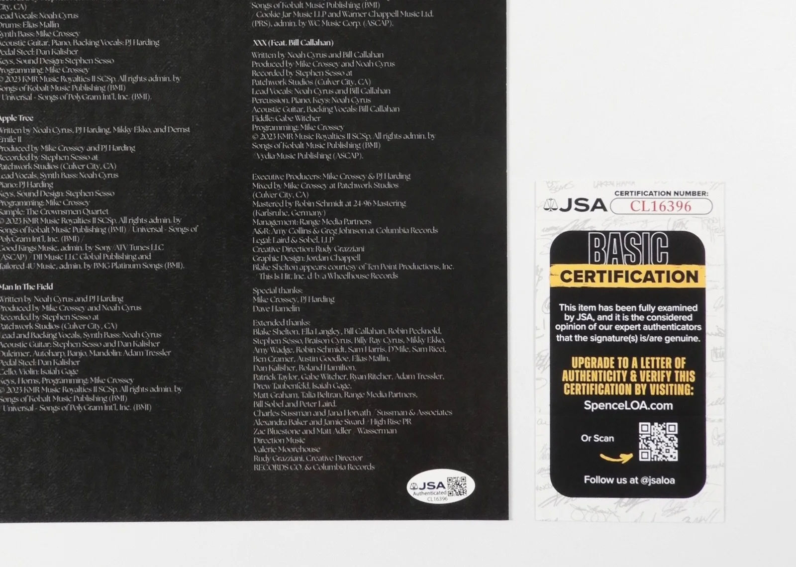 Noah Cyrus JSA Signed Autograph Insert Album Record Vinyl, image 2