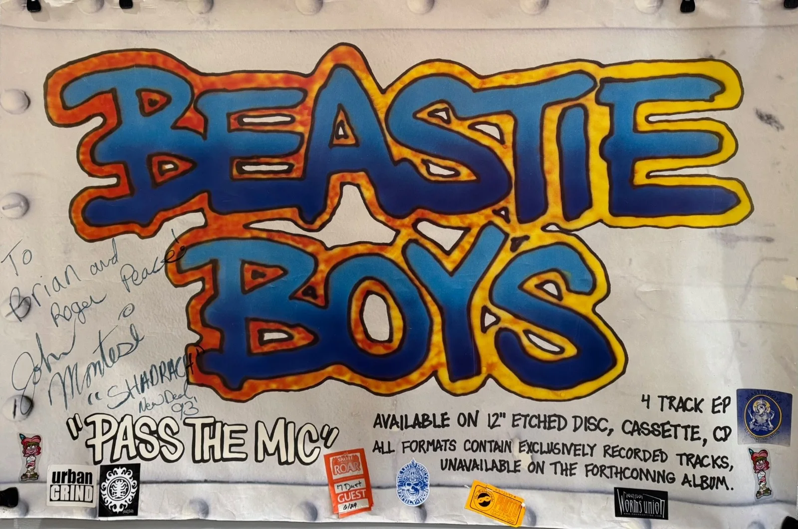 Beastie Boys Pass the Mic 1993 HUGE Promo Banner Signed John Montesi Autographed, изображение 2