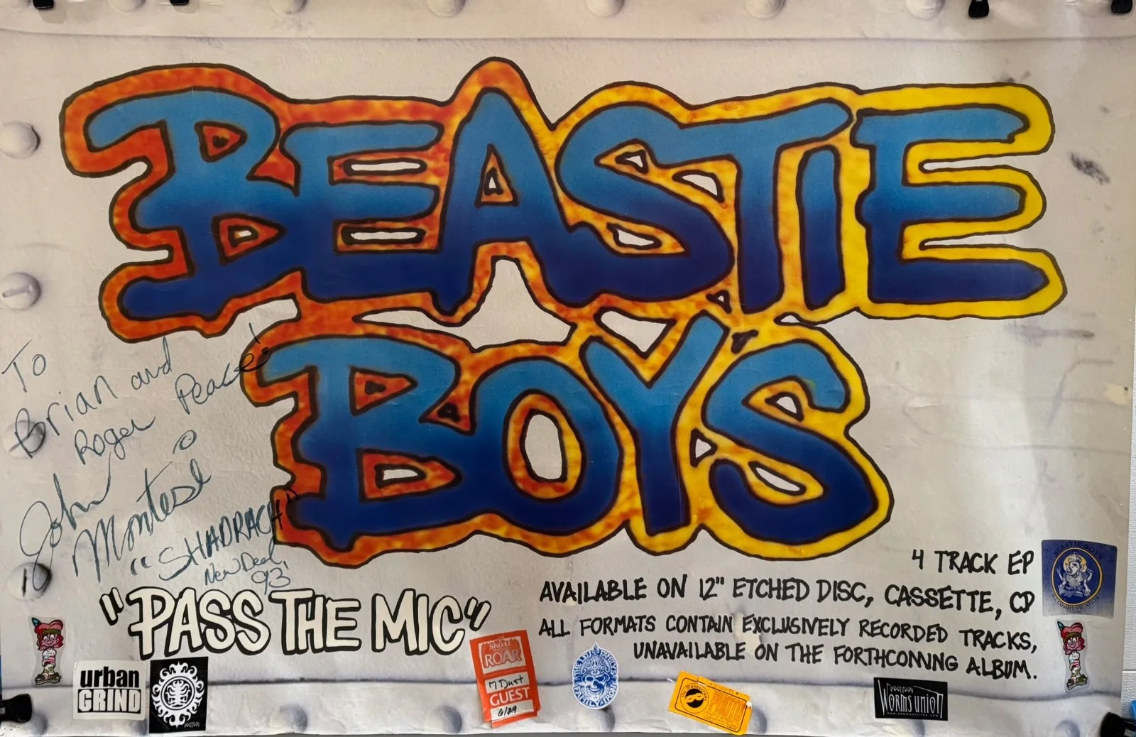 Beastie Boys Pass the Mic 1993 HUGE Promo Banner Signed John Montesi Autographed, изображение 3