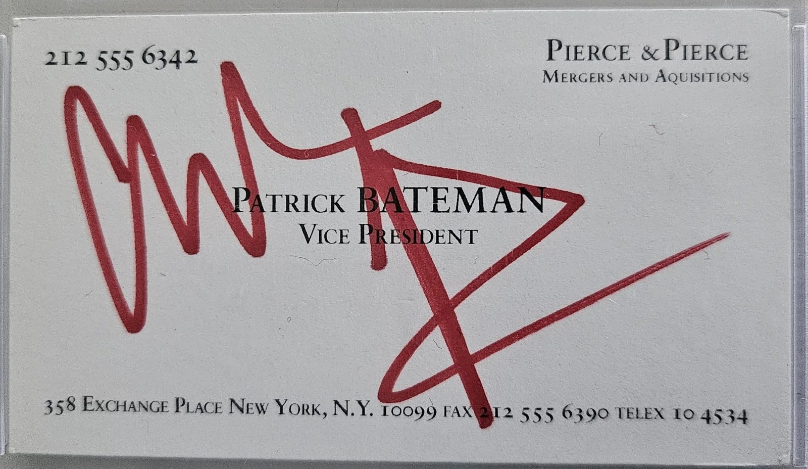 Christian Bale Patrick Bateman Blood Red Signed American Psycho Business Card, изображение 2