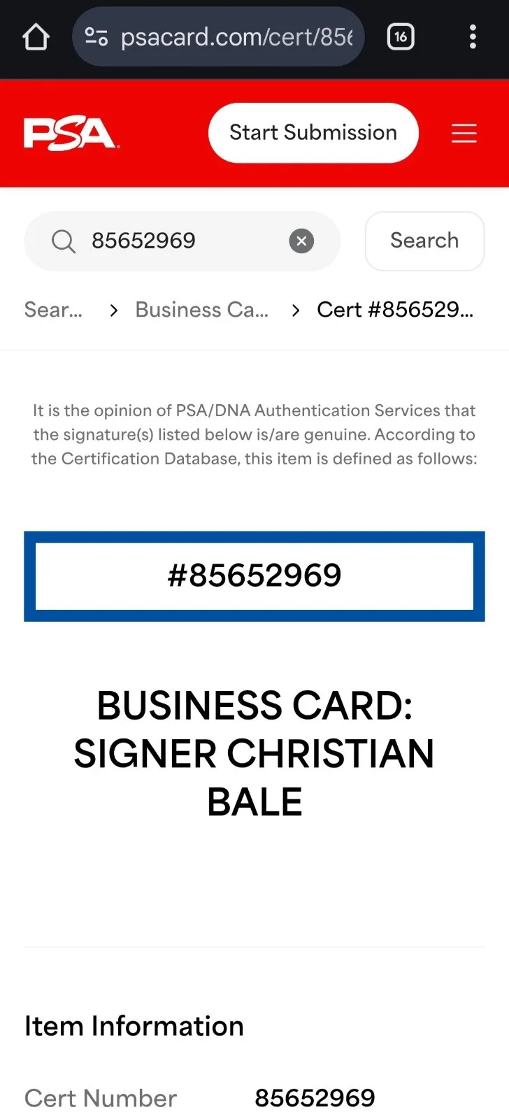 Christian Bale Patrick Bateman Blood Red Signed American Psycho Business Card, изображение 4