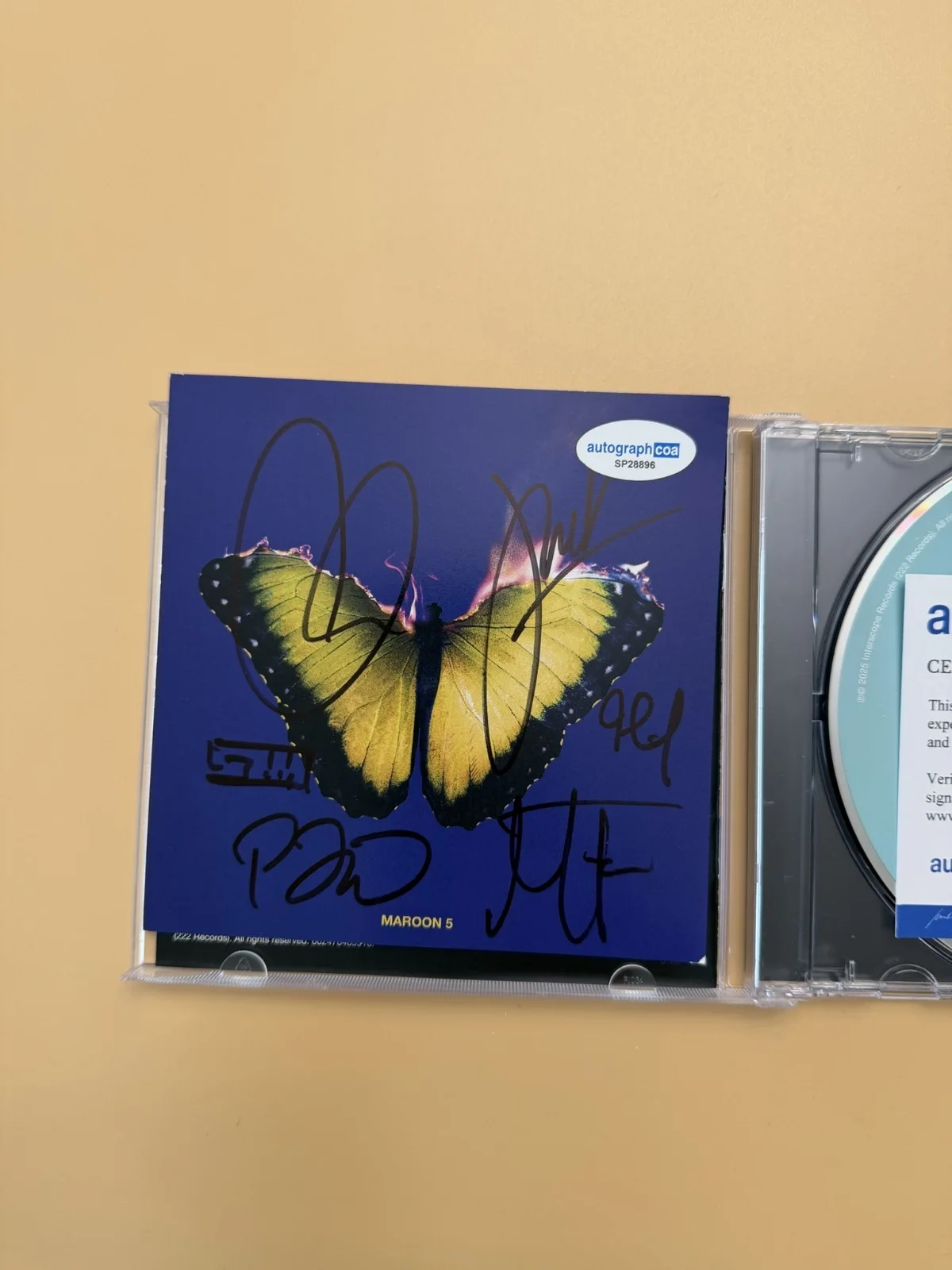 Maroon 5 SIGNED Love Is Like CD Group Autograph Adam Levine ACOA SP28896, image 2
