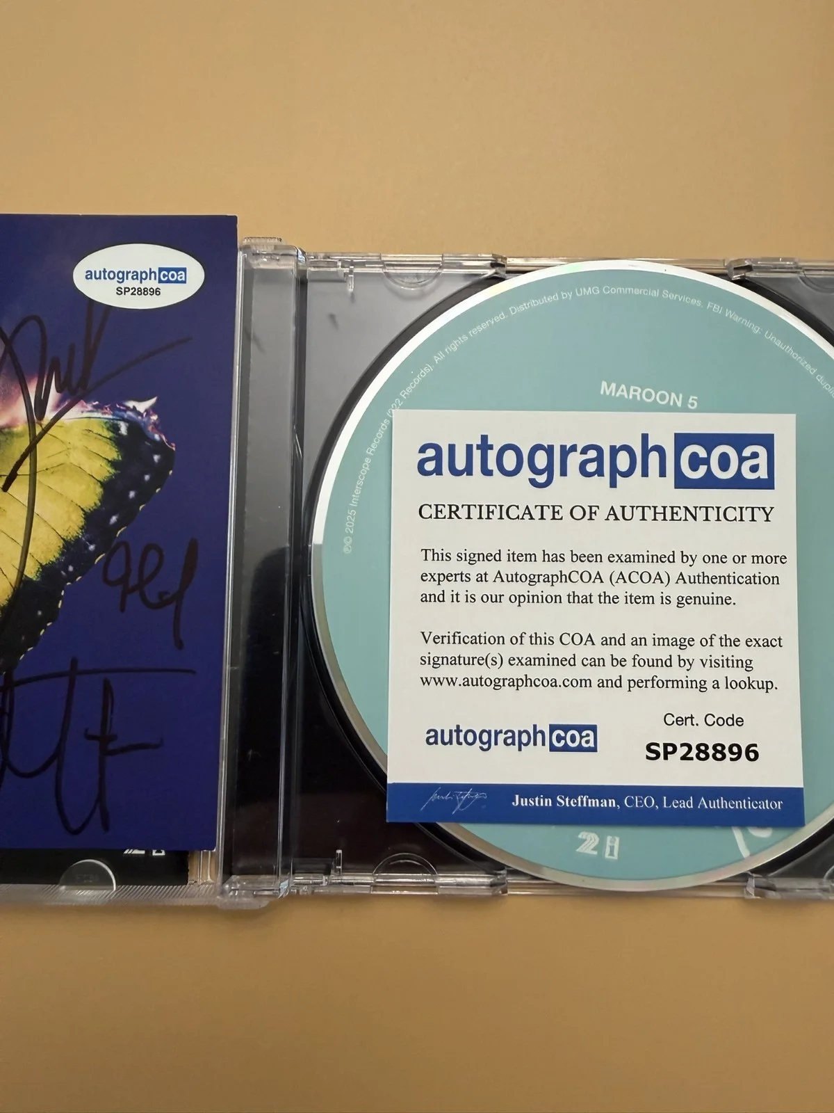 Maroon 5 SIGNED Love Is Like CD Group Autograph Adam Levine ACOA SP28896, image 3
