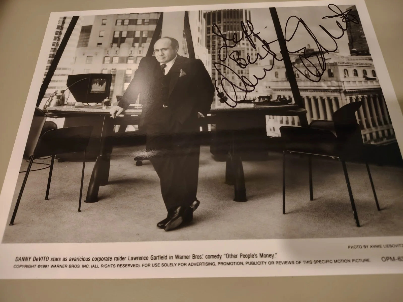 Danny DeVito — Authentic Danny DeVito Signed 8x10 Photo Other People's Money Inscribed "To Jeff, изображение 3