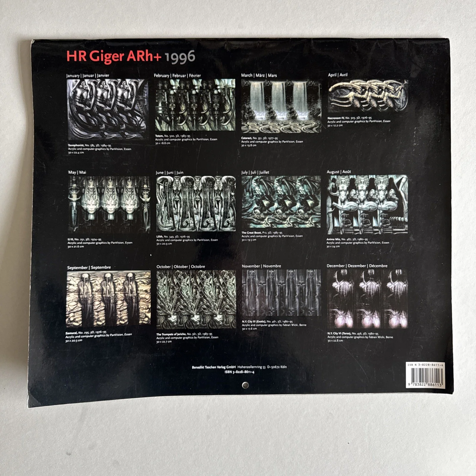 HR GIGER ARh+ 3D 1996 TASCHEN CALENDAR, изображение 2