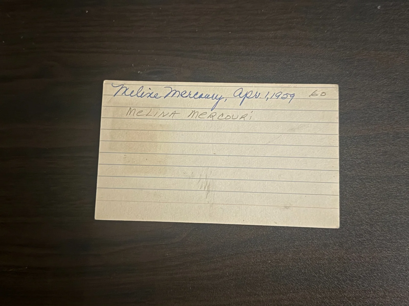 Melina Mercouri (D. 1994) GreekActress Signed Index Card, изображение 2