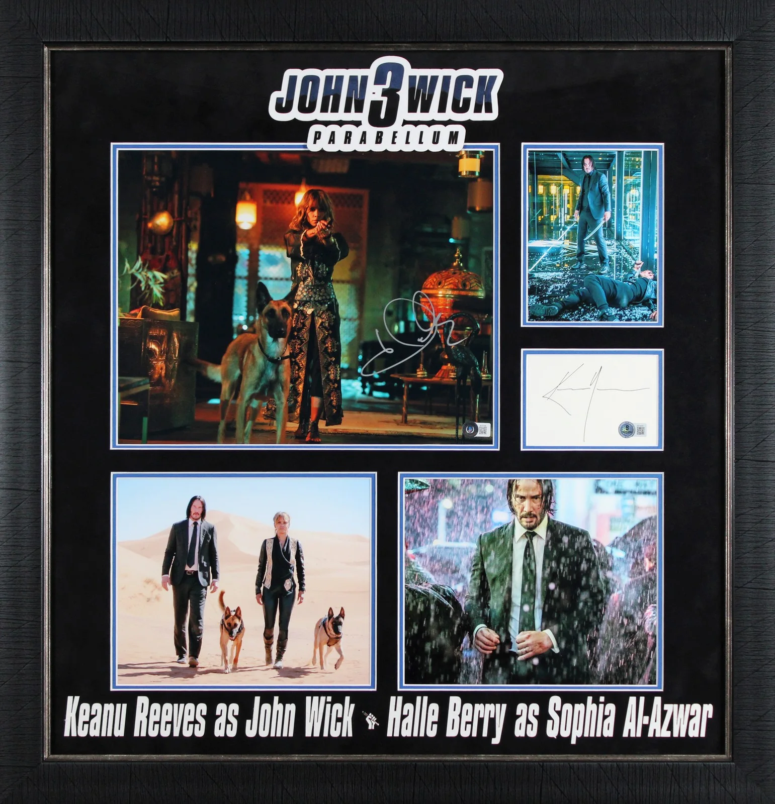 Keanu Reeves & Halle Berry — Keanu Reeves & Halle Berry John Wick: 3 Parabellum Signed Framed Display BAS