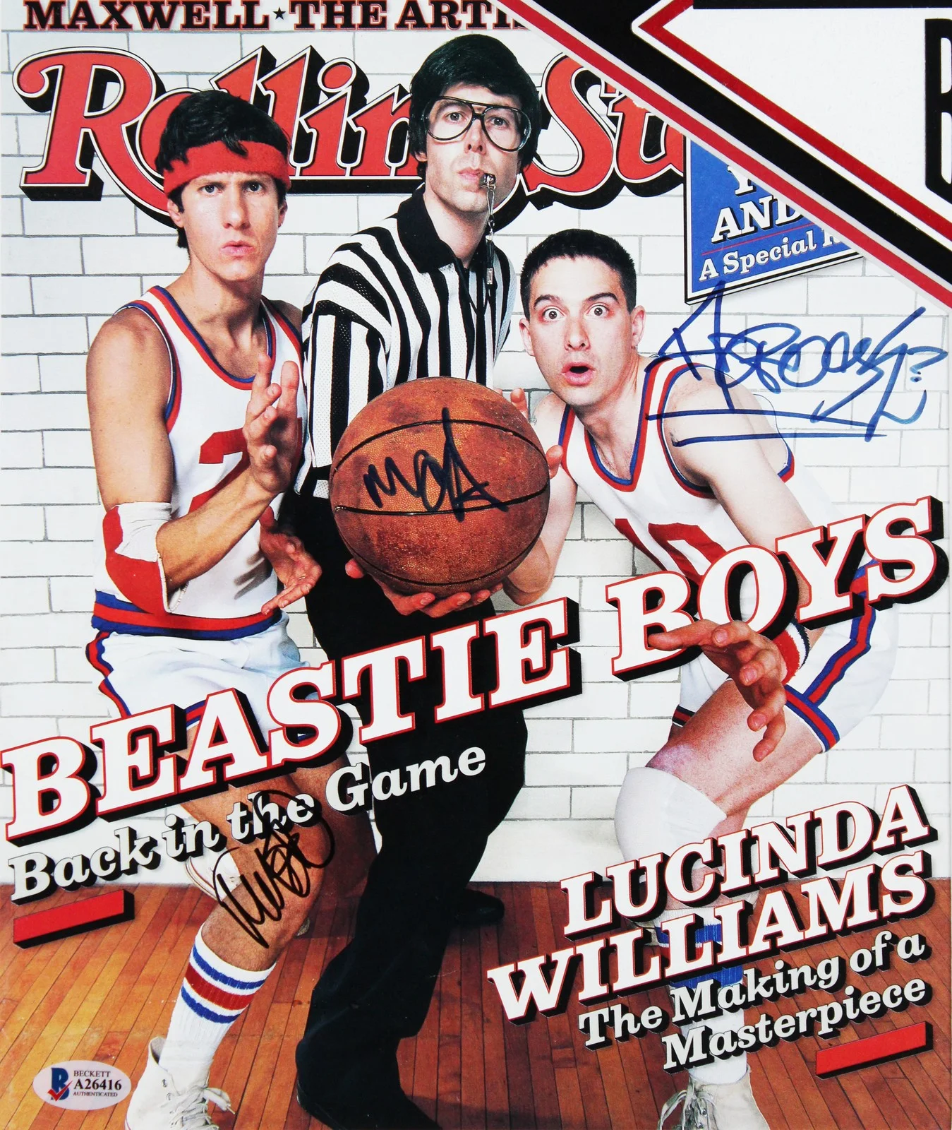 Adam MCA Yauch, Michael Mike D Diamond, Adam Ad-Rock Horov — Beastie Boys (3) MCA, Mike D & Ad-Rock Signed & Framed Magazine BAS #A26416, изображение 2