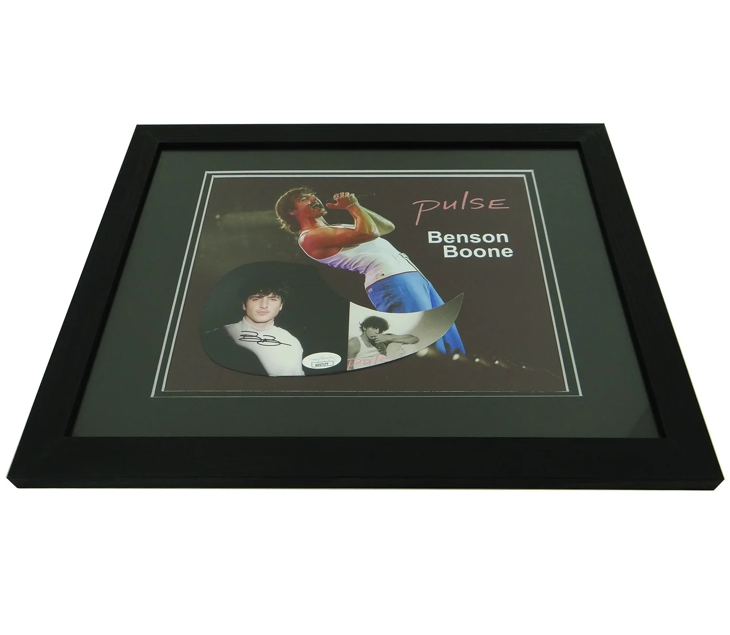 Benson Boone Hand-Signed Pulse Pickguard on Custom Framed 8x10 Photo w/JSA COA, изображение 4