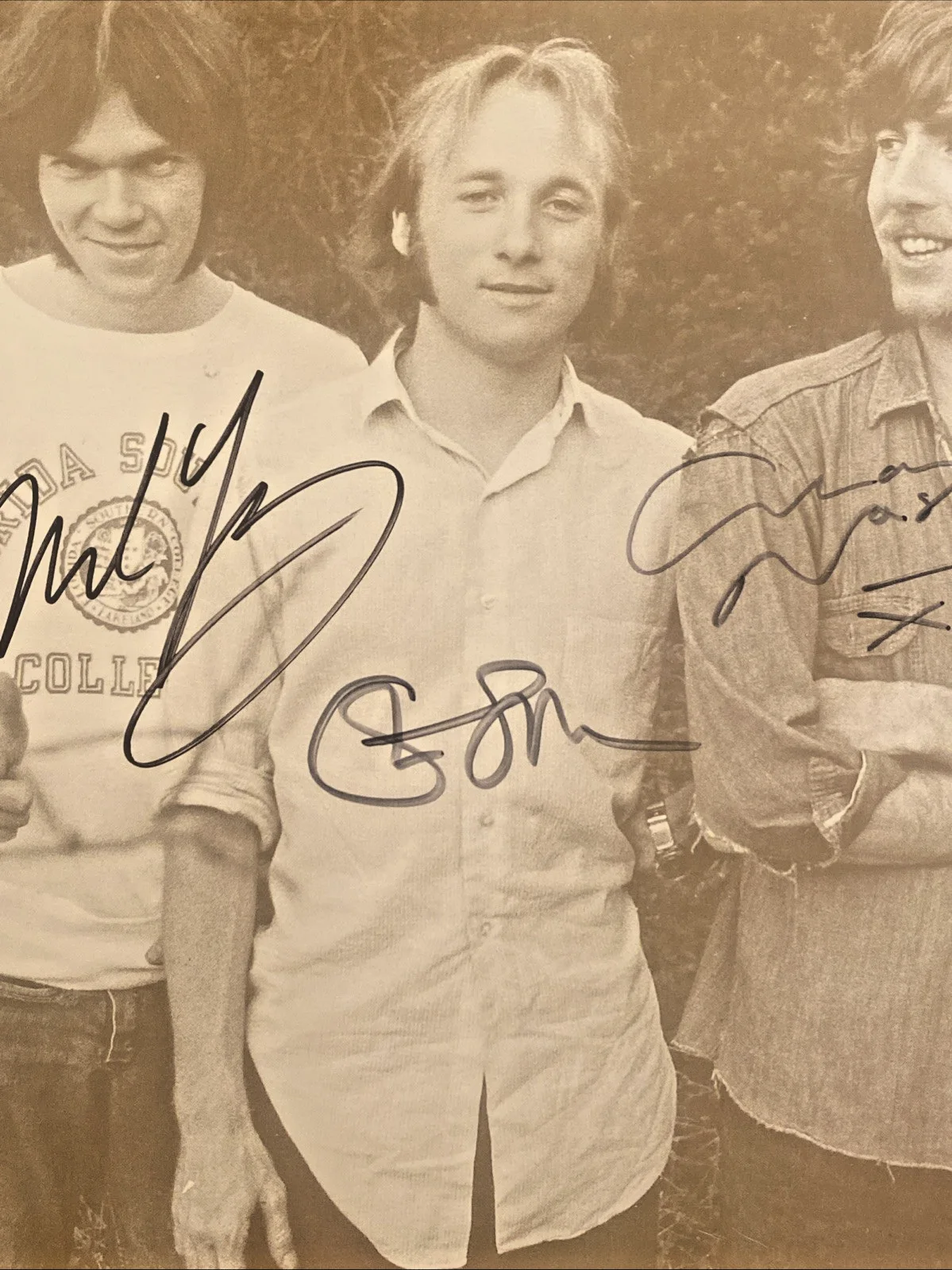 Crosby, Stills, Nash & Young Framed 11x14 B&W Photo 4 SIGNED PSA LOA COA, изображение 3