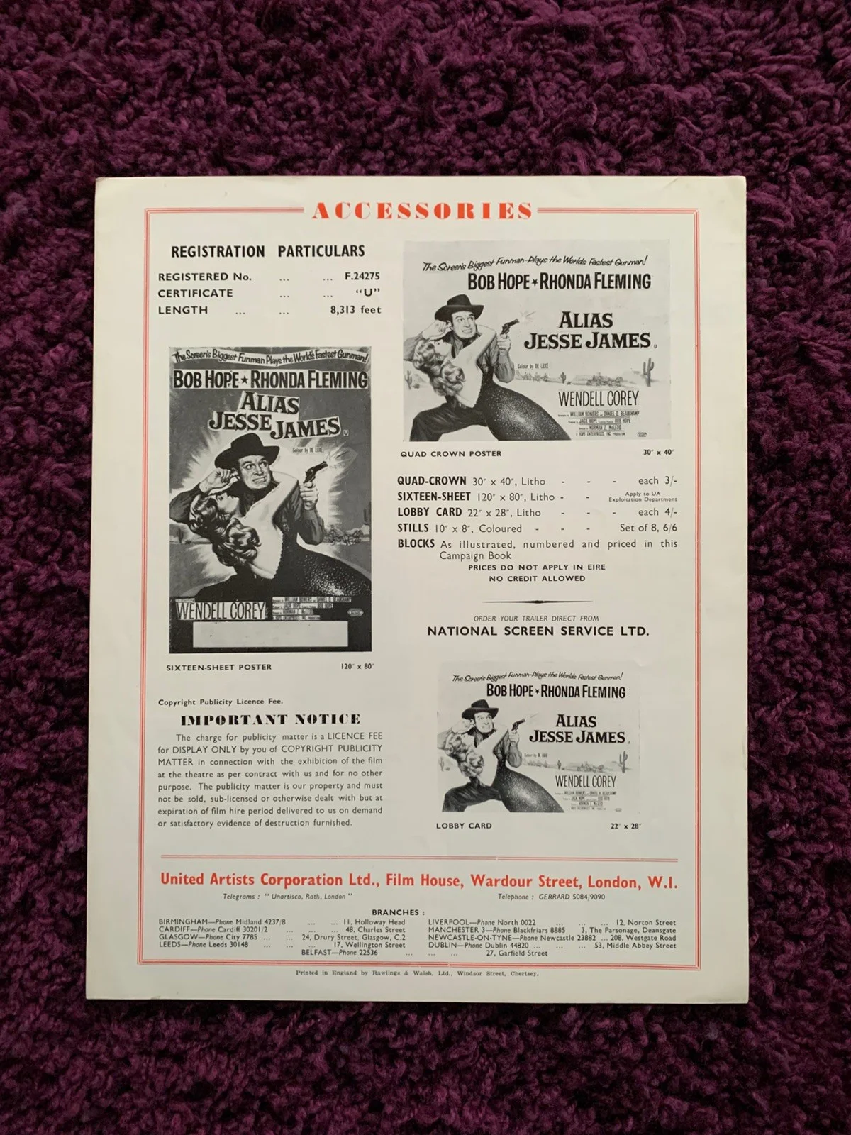 Alias Jesse James Exhibitors Campaign Book 1959 Bob Hope, Rhonda Fleming, изображение 2