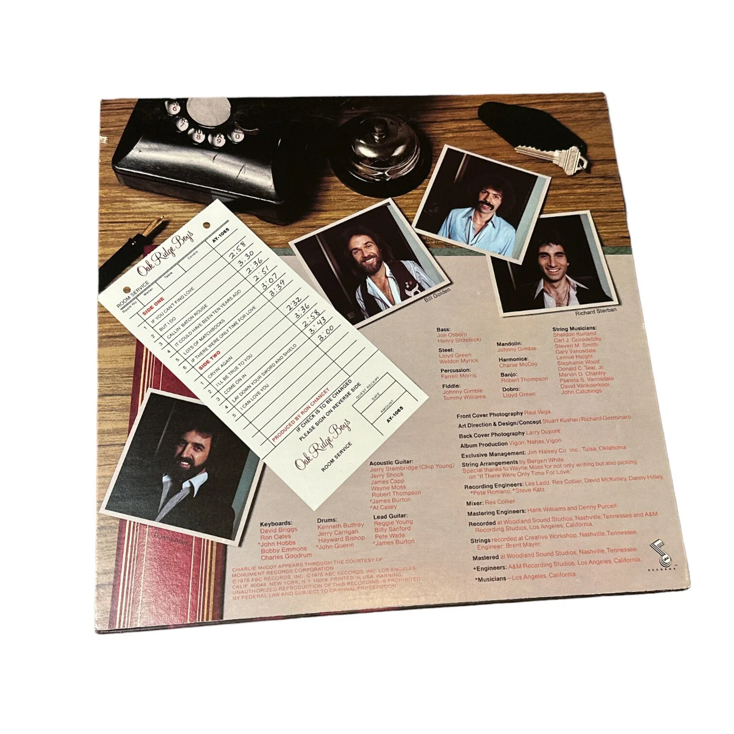 Joe Bonsall - Signed Autograph Oak Ridge Boys “Room Service” 33 1/3 Record Album, изображение 3