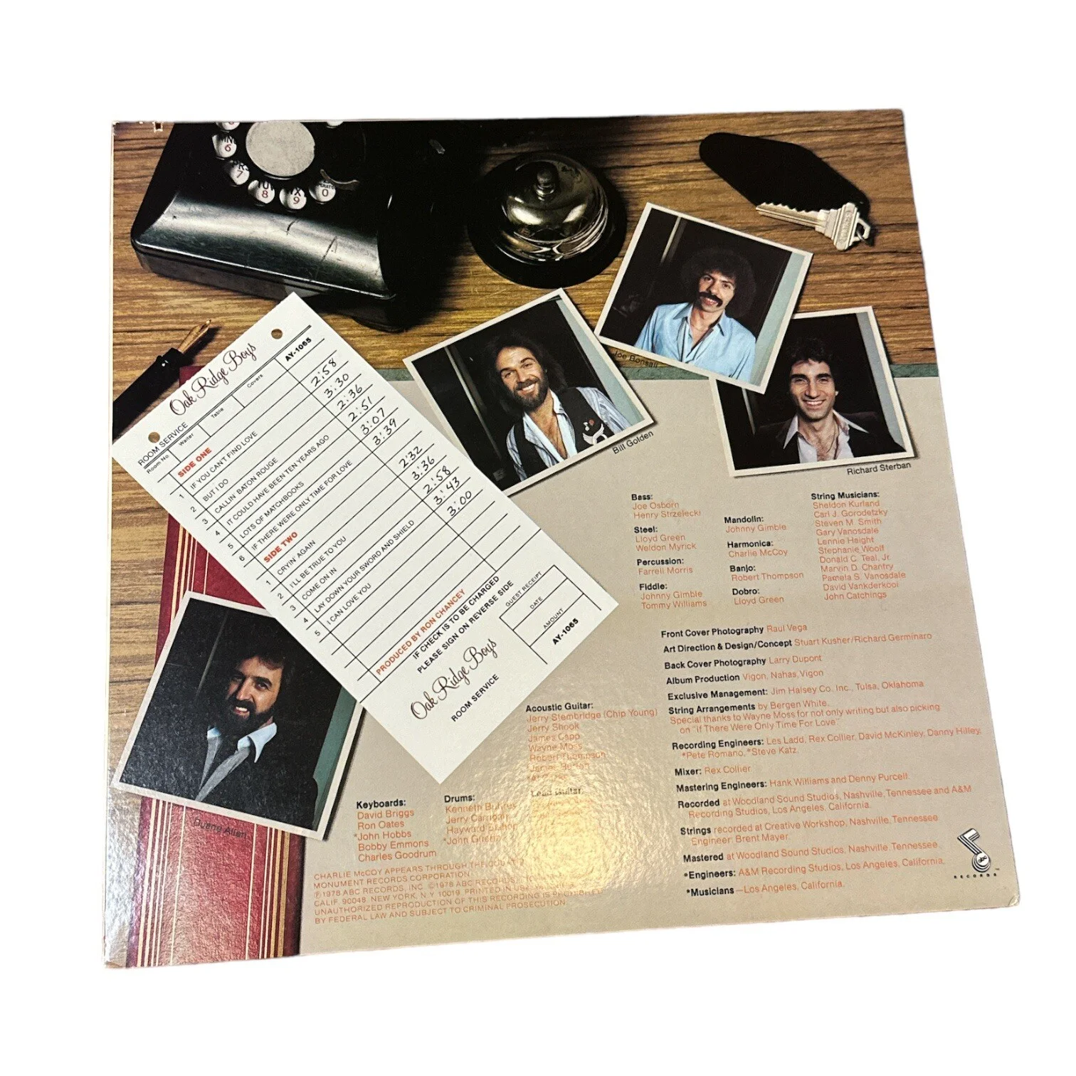 Joe Bonsall - SIGNED Oak Ridge Boys “Room Service” Vinyl Record Album MAY-1065, изображение 4