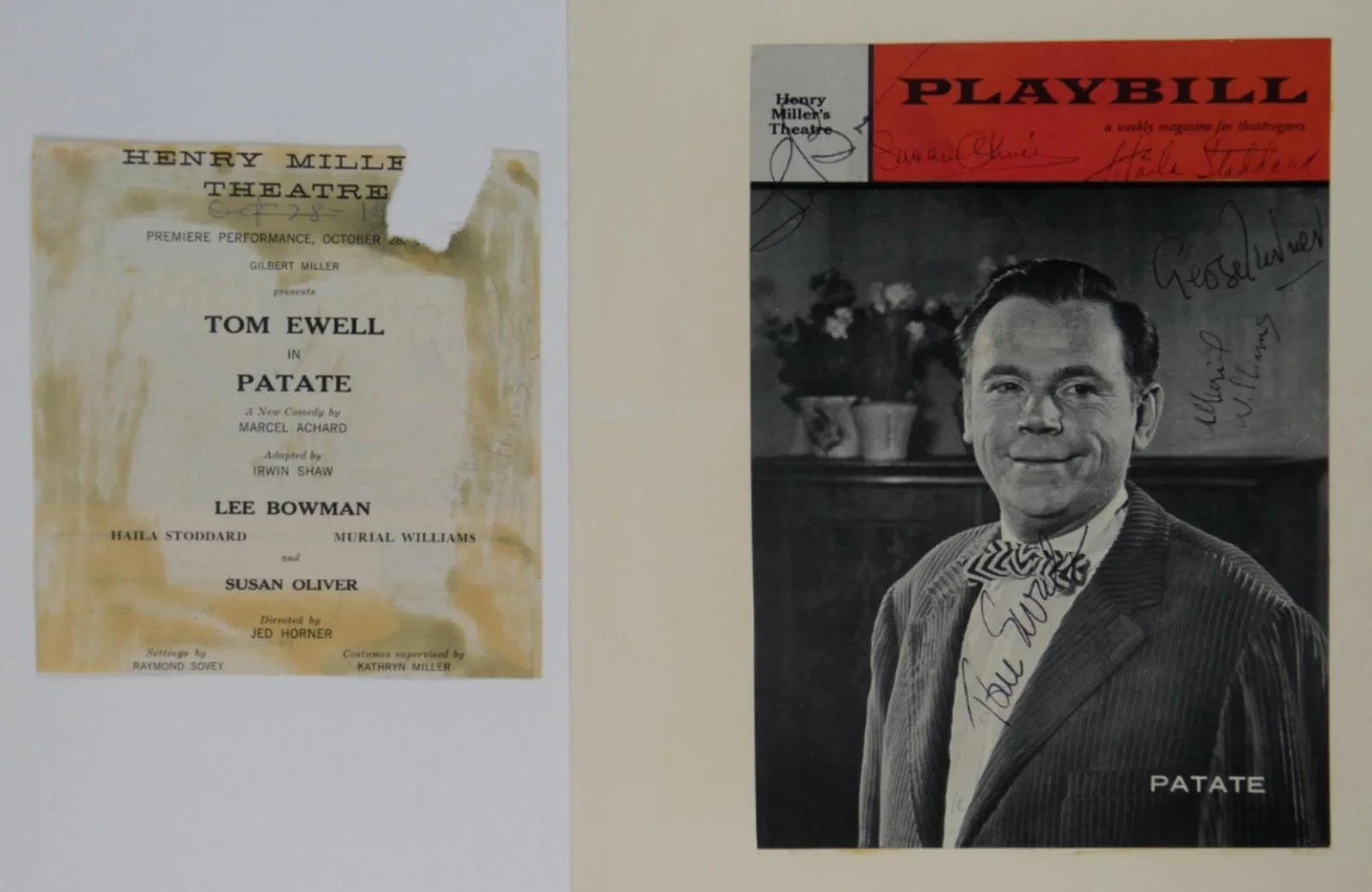 Susan Oliver — Susan Oliver Tom Ewell Cast Signed Autographed 1958 Patate Playbill Cover Only, изображение 2