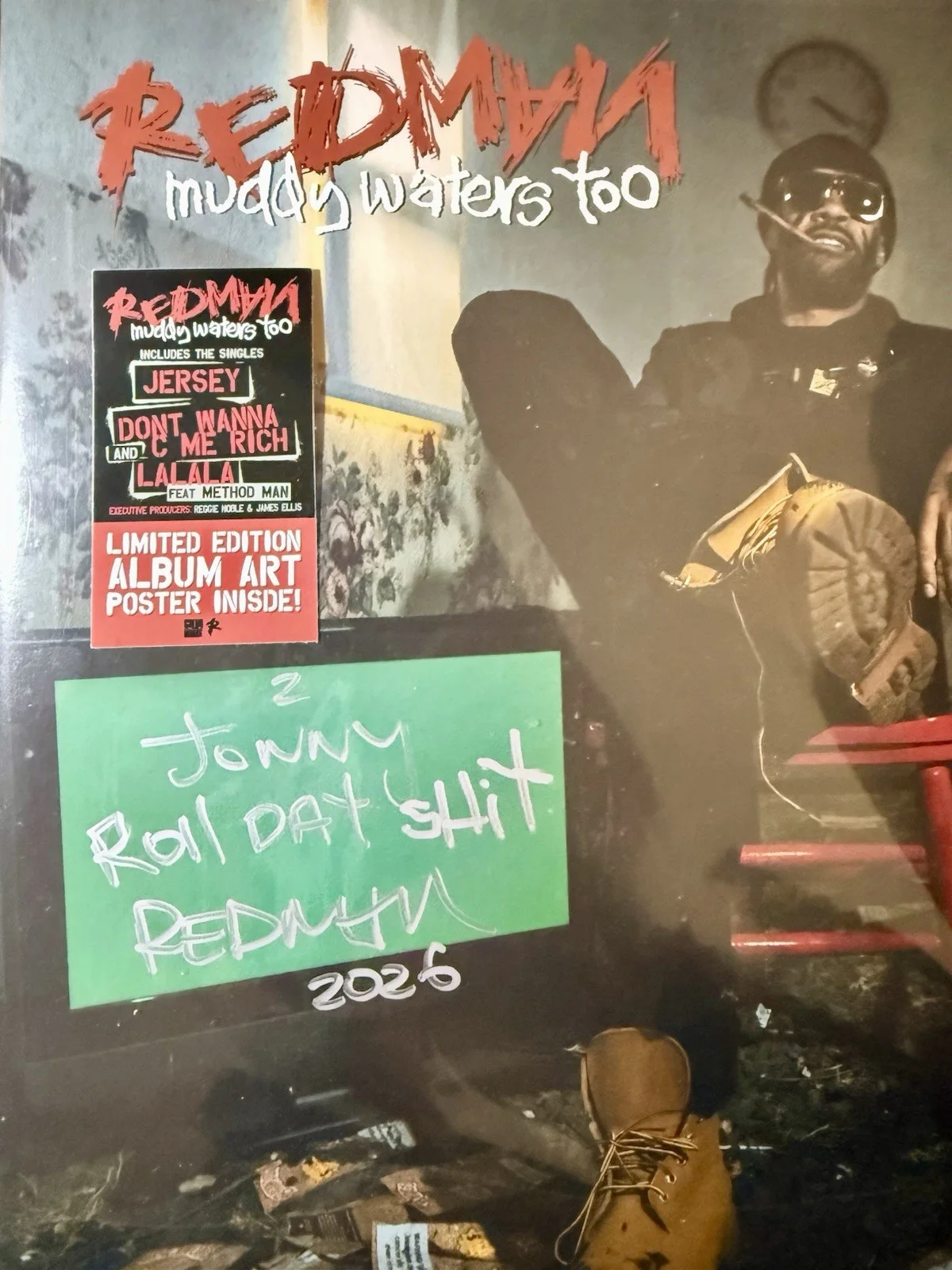 REDMAN Muddy Waters Too LP SIGNED Cover Personalized AUTO White INK WuTang 🐝, image 3