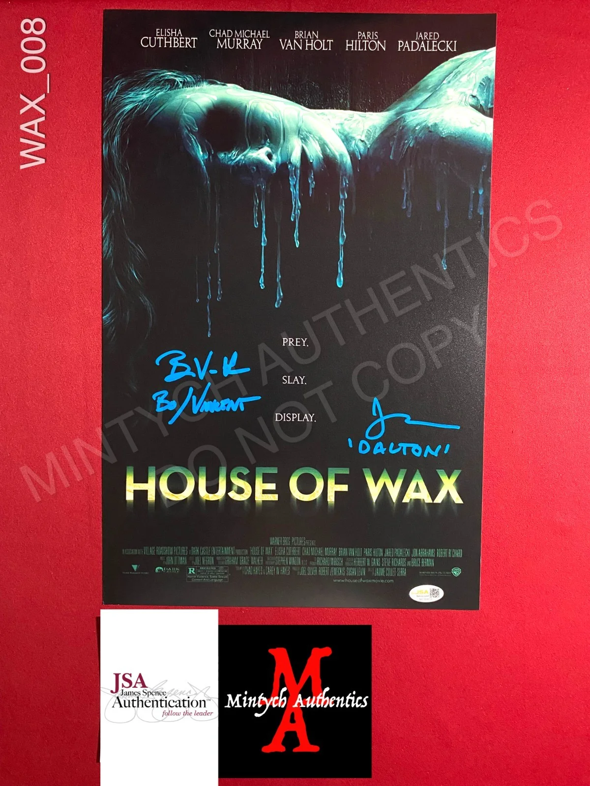 Jon Abrahams, Brian Van Holt — Jon Abrahams Brian Van Holt dual signed 11x17 photo House of Wax JSA COA