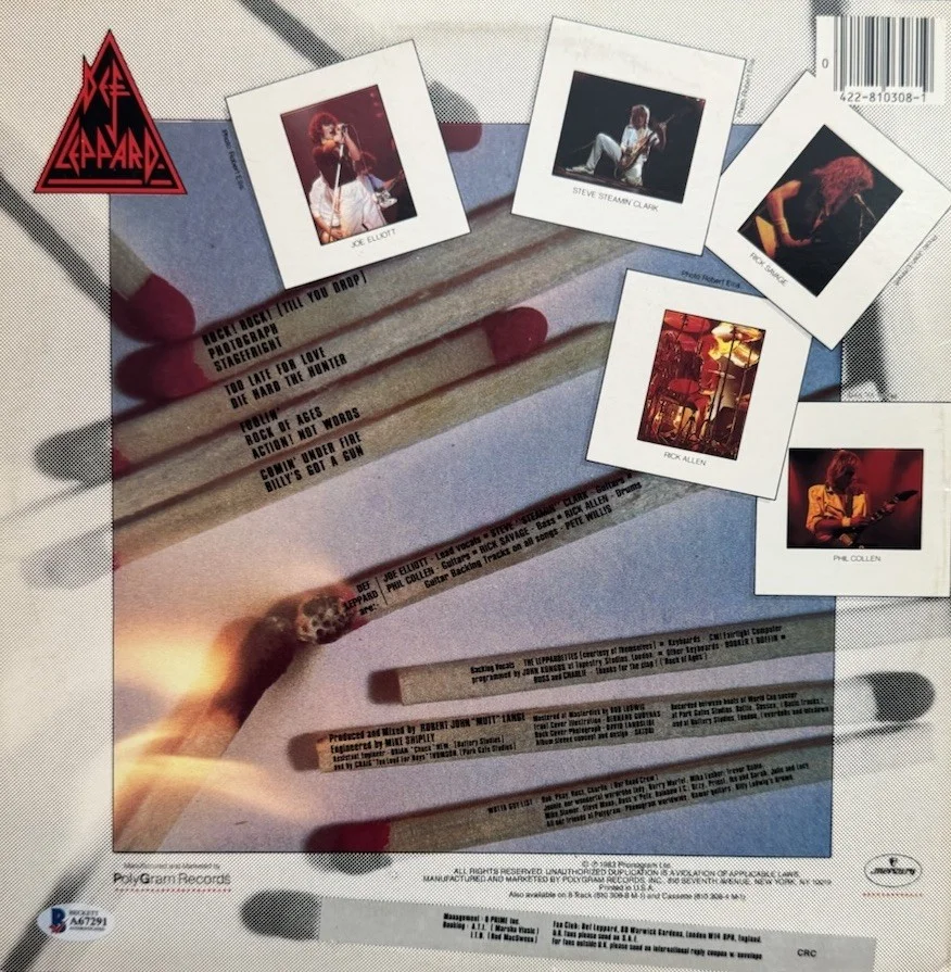 Def Leppard Signed Band x4 (Pyromania) Vinyl 12" LP BECKETT BAS, image 2