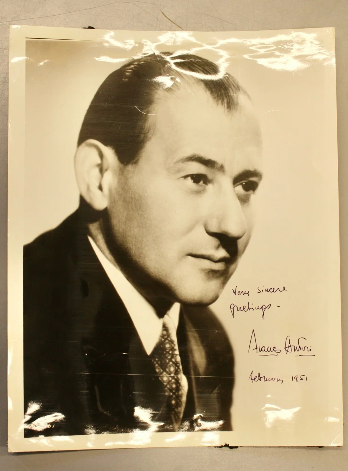 05/01. 1951 Signed 8x10 Photo of Franco Autori, Conductor New York Philharmonic, изображение 2