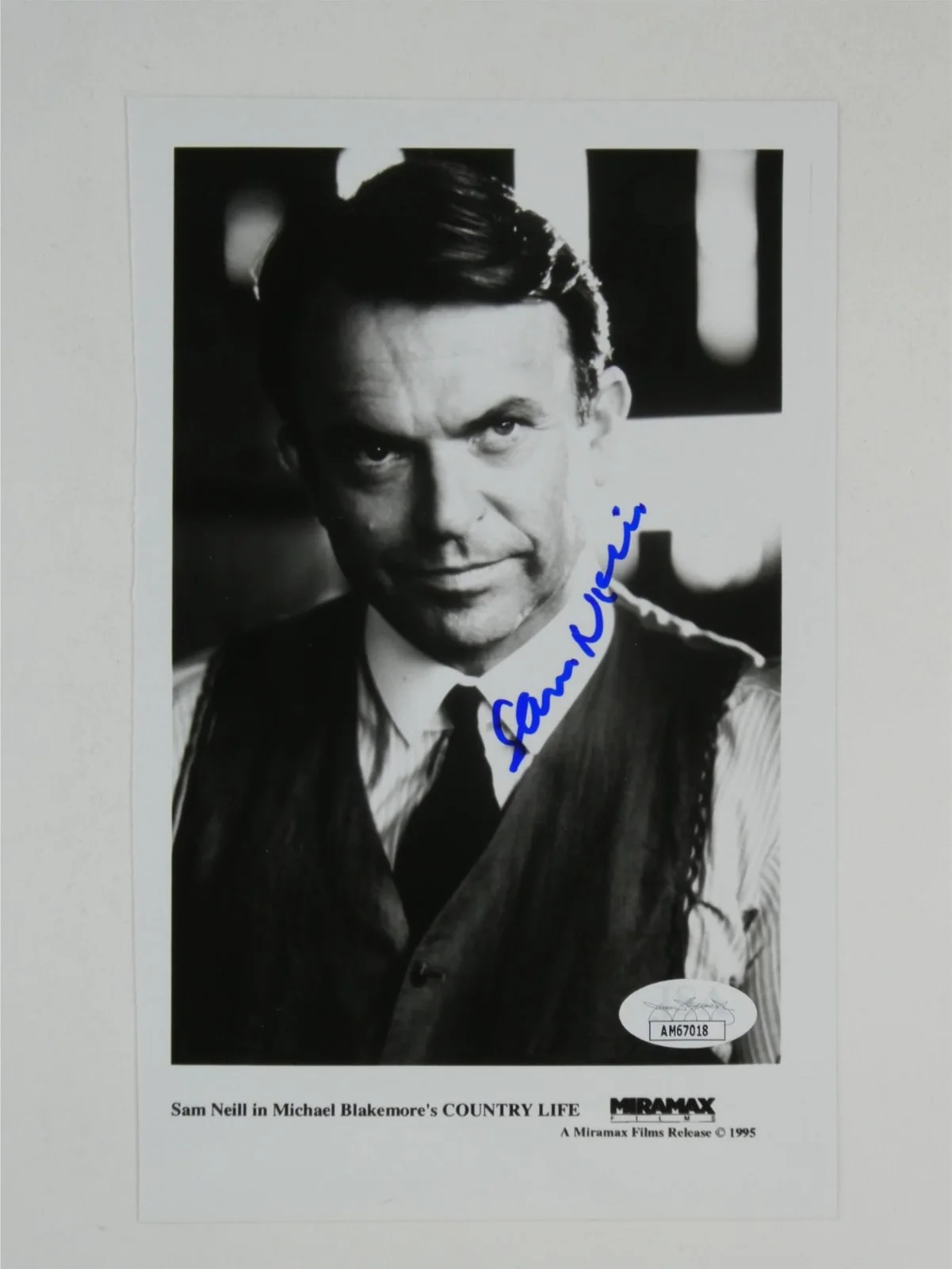 Sam Neill — Sam Neill Signed 5x8 B&W Photo Country Life Autographed JSA COA, image 2