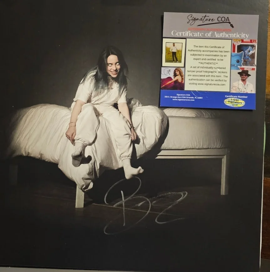 Billie Eilish Signed autographed When We Falll Sleep LP Record Vinyl Glows COA, image 3