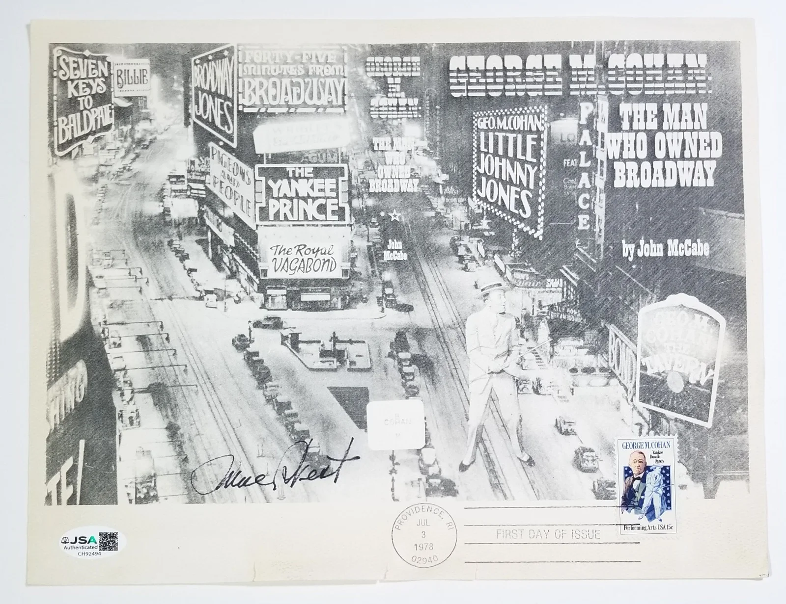 Mae West — Mae West REAL hand SIGNED Cohan Broadway 1978 FDC Cachet JSA COA Autographed