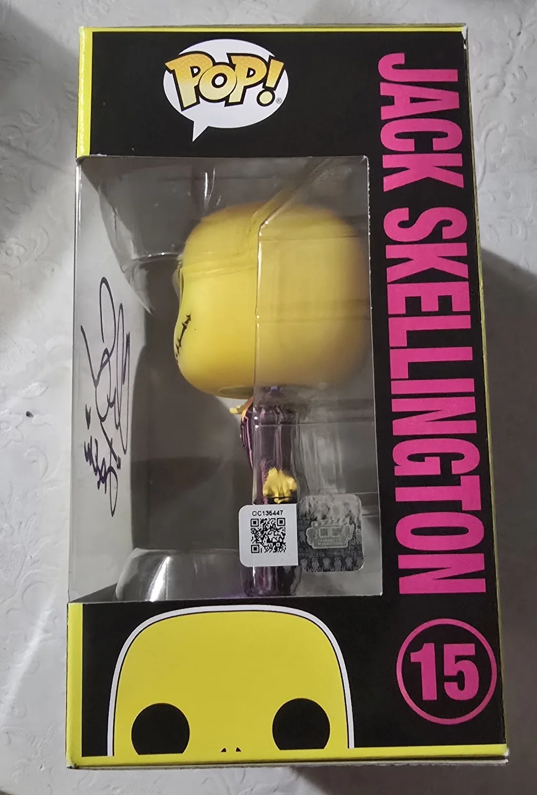 CHRIS SARANDON — Chris Sarandon SIGNED Jack Skellington Disney NBC BLACKLIGHT FUNKO #15 OCCM COA, image 2