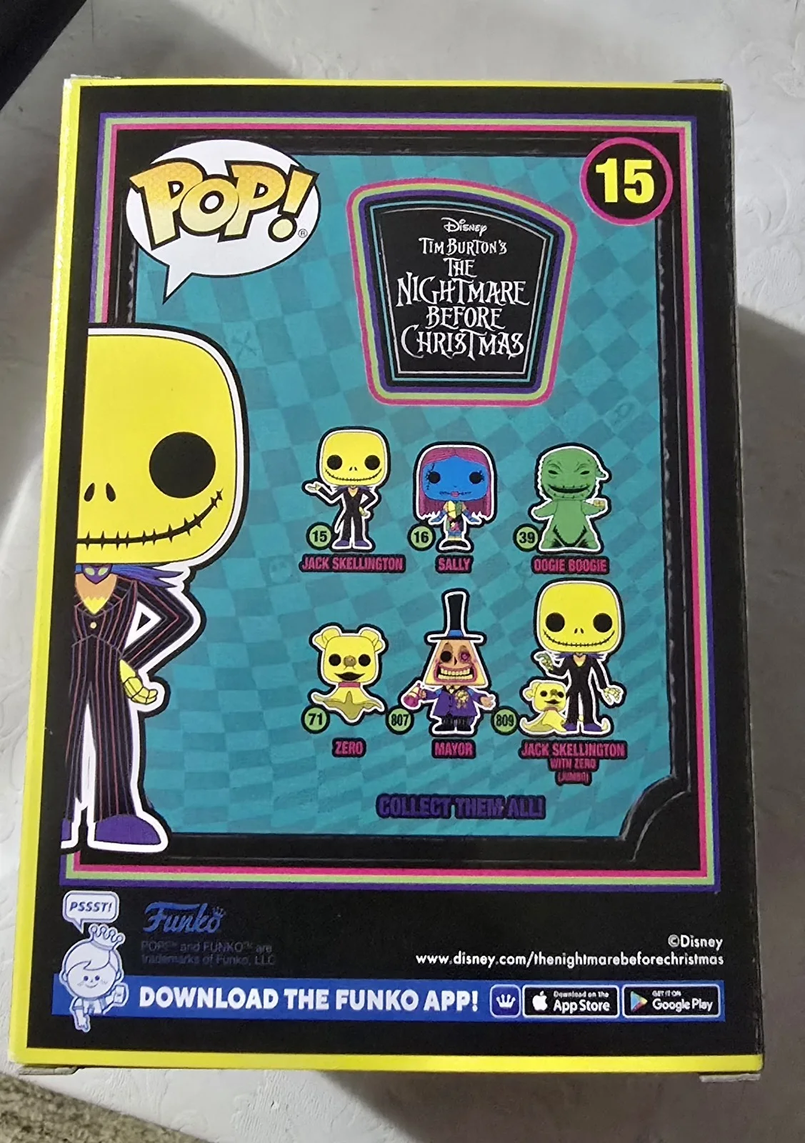 CHRIS SARANDON — Chris Sarandon SIGNED Jack Skellington Disney NBC BLACKLIGHT FUNKO #15 OCCM COA, image 3