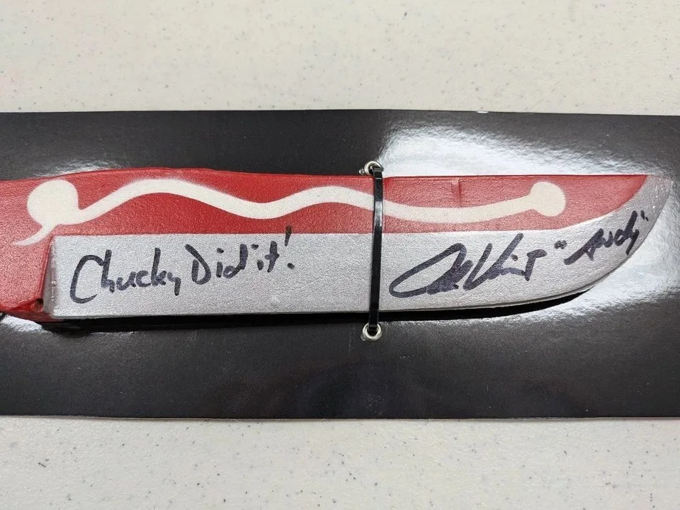 ALEX VINCENT Signed VOODOO PROP KNIFE Autograph Child's Play JSA Sticker, image 2