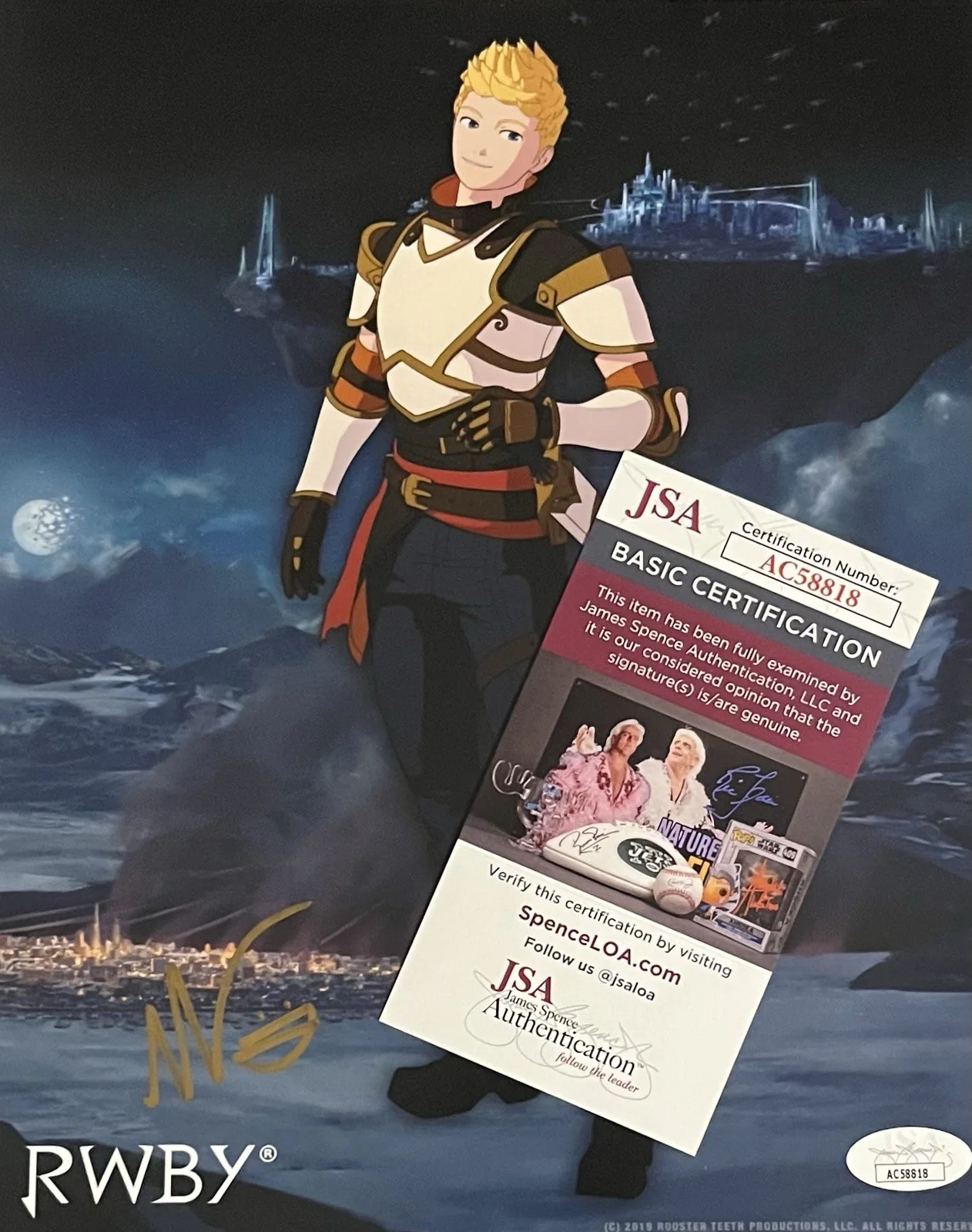 Miles Luna — Miles Luna 8x10 Signed RWBY Photo of Jaune Arc with JSA Certified COA Autograph, изображение 2
