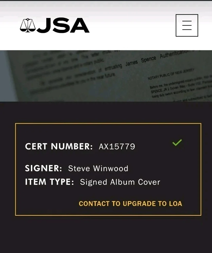 Steve Winwood REAL SIGNED Back in the High Life Vinyl Record JSA Autographed, image 2