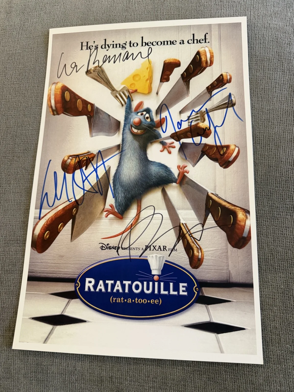 Patton Oswalt, Lou Romano, Will Arnett, Janeane Garofalo — Ratatouille Poster Signed by Oswalt, Romano, Arnett, Garofalo w/ COA 11x17