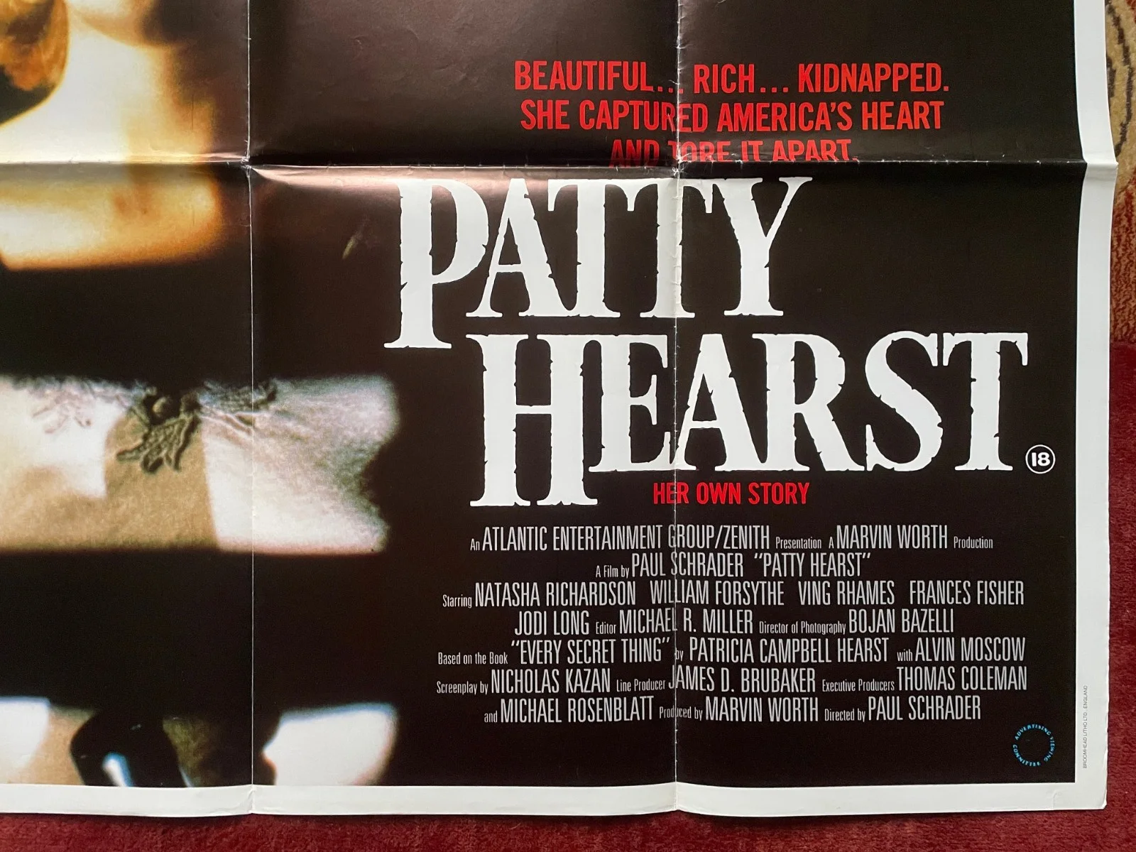 PATTY HEARST (1988) Original UK Quad Film Movie Poster Natasha Richardson, изображение 5