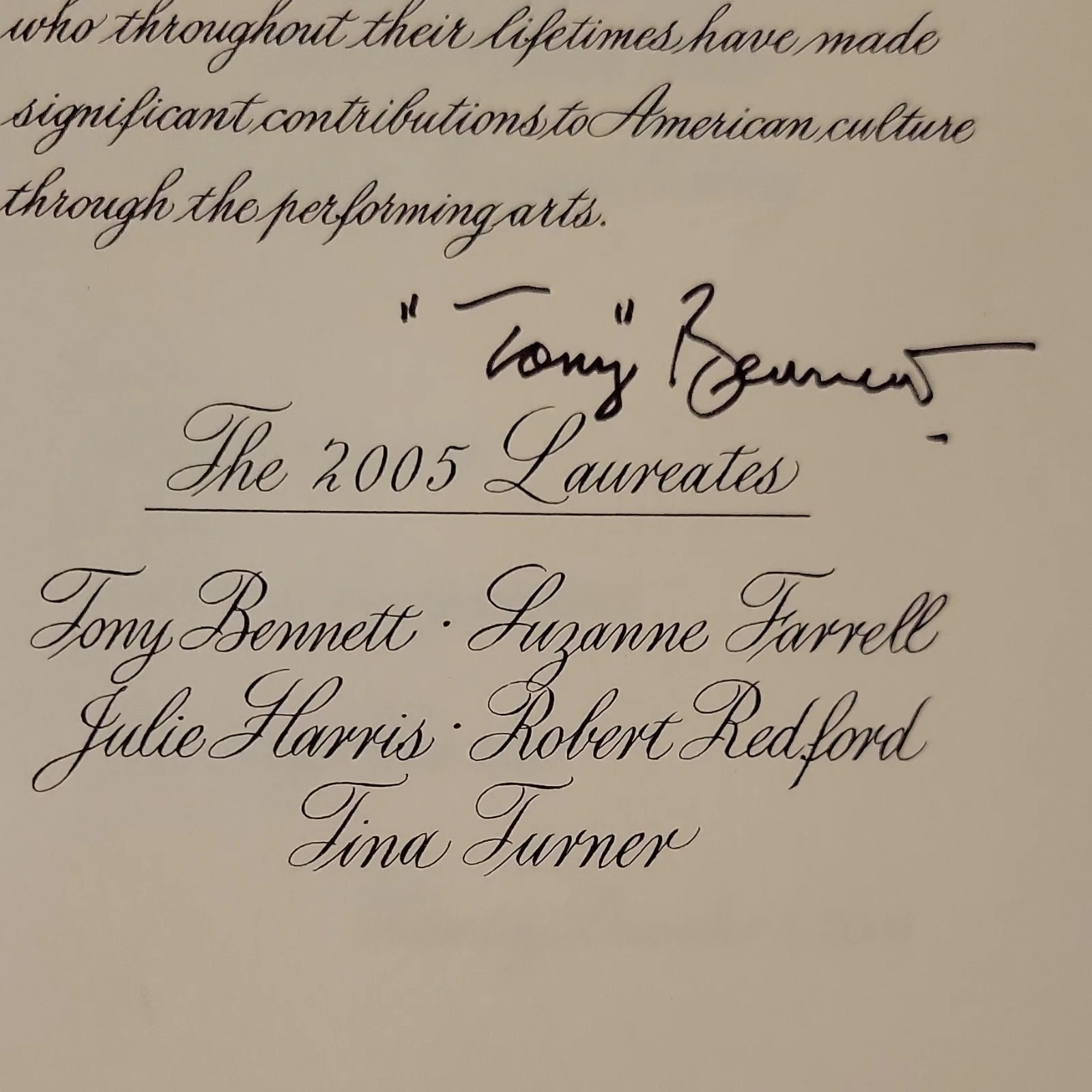 Tony Bennett, Robert Redford — Robert Redford Tony BennettSigned Kennedy Center Honors Program JSA Authentica…, image 4