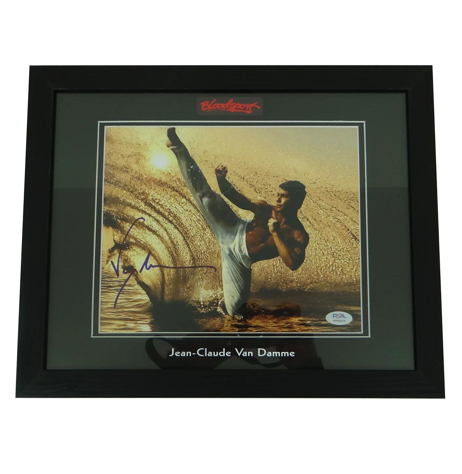Jean-Claude Van Damme — Jean-Claude Van Damme Hand-Signed Bloodsport 8x10 Photo Custom Framed w/PSA COA, изображение 2
