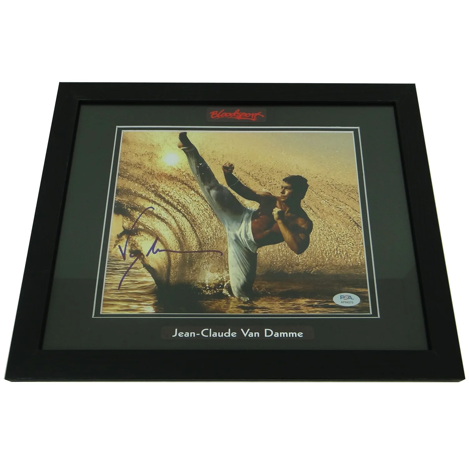 Jean-Claude Van Damme — Jean-Claude Van Damme Hand-Signed Bloodsport 8x10 Photo Custom Framed w/PSA COA, изображение 3