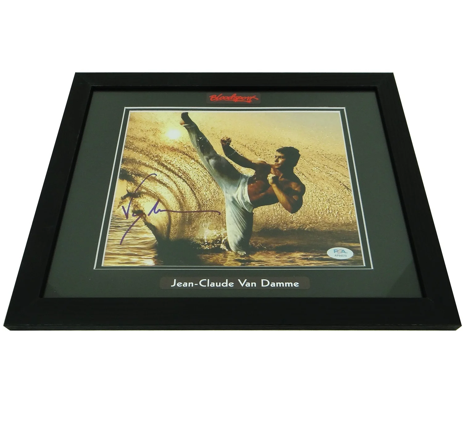 Jean-Claude Van Damme — Jean-Claude Van Damme Hand-Signed Bloodsport 8x10 Photo Custom Framed w/PSA COA, изображение 4